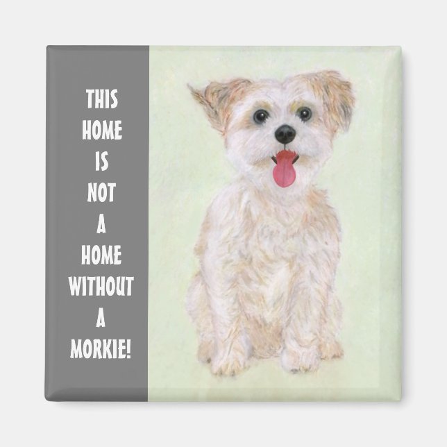 Imán Morkie Dog Magnet con texto (Frente)