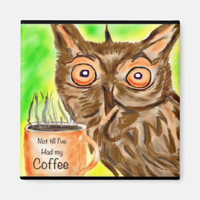 Imán Morning Coffee owl (Frente)