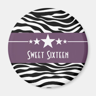 Imán Morple Stars Zebra Print Sweet 16 Magnet