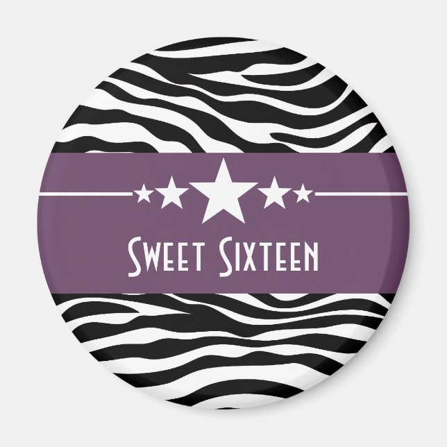 Imán Morple Stars Zebra Print Sweet 16 Magnet (Frente)