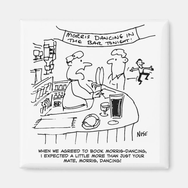 Imán Morris Dancing en Pub. Baile Morris Tradicional (Frente)