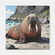 Morsa en una playa arenosa | Animales Adorables