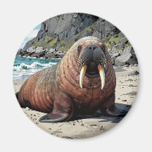 Morsa en una playa de arena | Animales Adorables