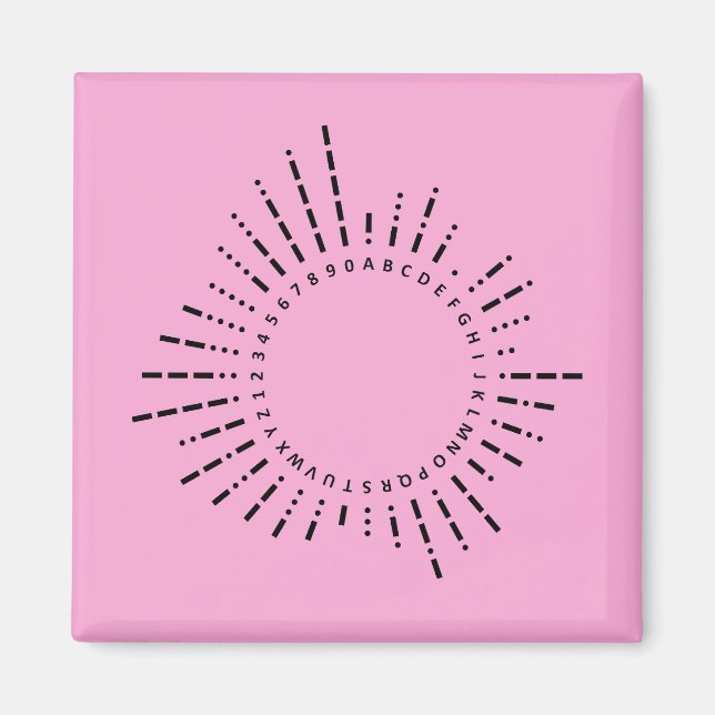 Imán Morse Code Alphabet – Pink STEM Edition (Frente)