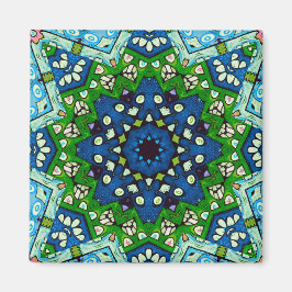 Imán Mosaic Blue Green Hippie Boho Mandala