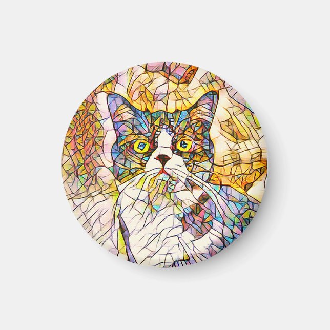Imán Mosaic Cat Magnet (Frente)