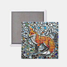 Imán Mosaic Tile Fox Wildlife Art