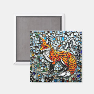 Imán Mosaic Tile Fox Wildlife Art