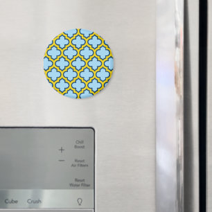 Imán Mosaico azul y amarillo, Entramado, Quatrefoil