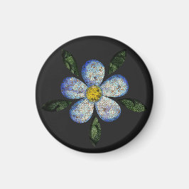 Imán Mosaico botânico e simético com tema floral