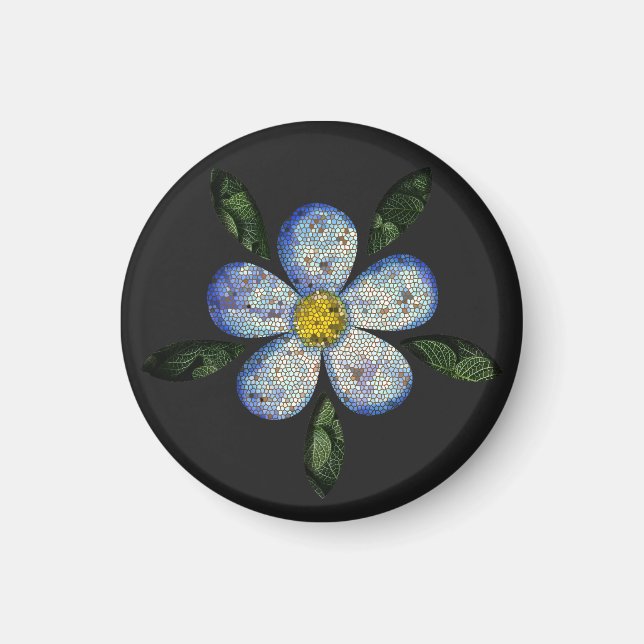 Imán Mosaico botânico e simético com tema floral (Frente)