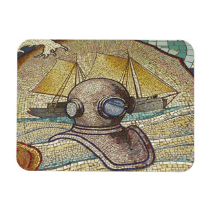 Imán Mosaico de casco antiguo de buzos