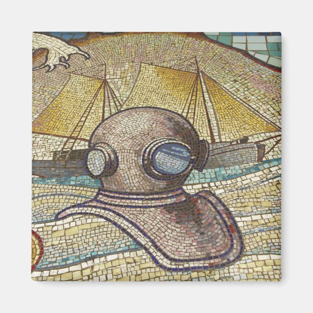 Imán Mosaico de casco antiguo de buzos (Frente)
