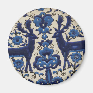 Imán Mosaico de época azul y blanco