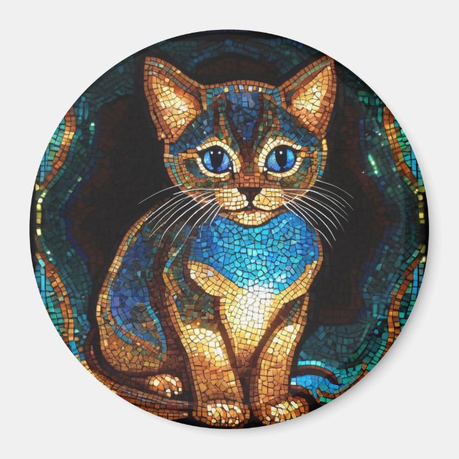 Imán Mosaico de gato bonito (Frente)