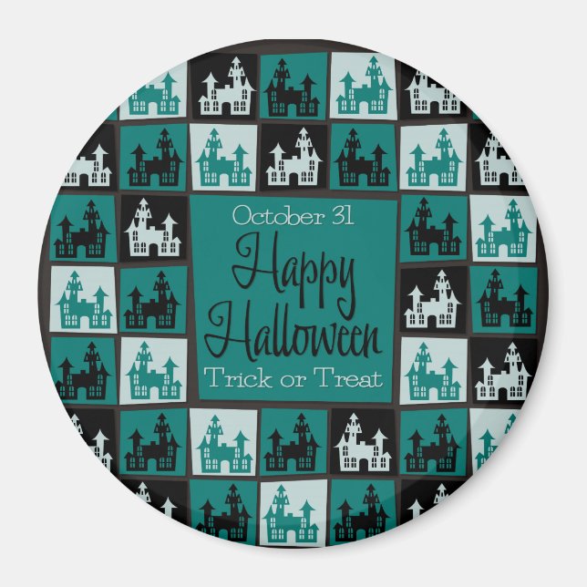 Imán Mosaico de la casa de Halloween (Frente)