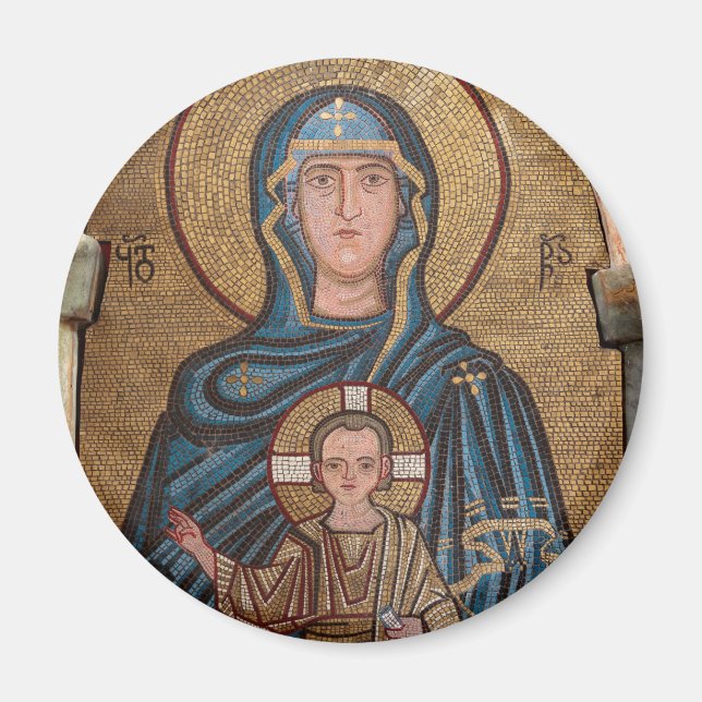 Imán Mosaico de la Virgen María y Jesús (Frente)