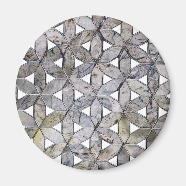 Imán Mosaico de Piedra Gris Natural, flor de la vida (Frente)
