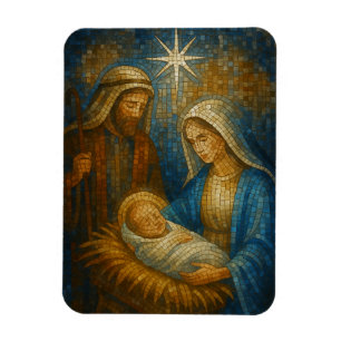 Imán Mosaico de vidrio tintado de la Natividad   Sagrad