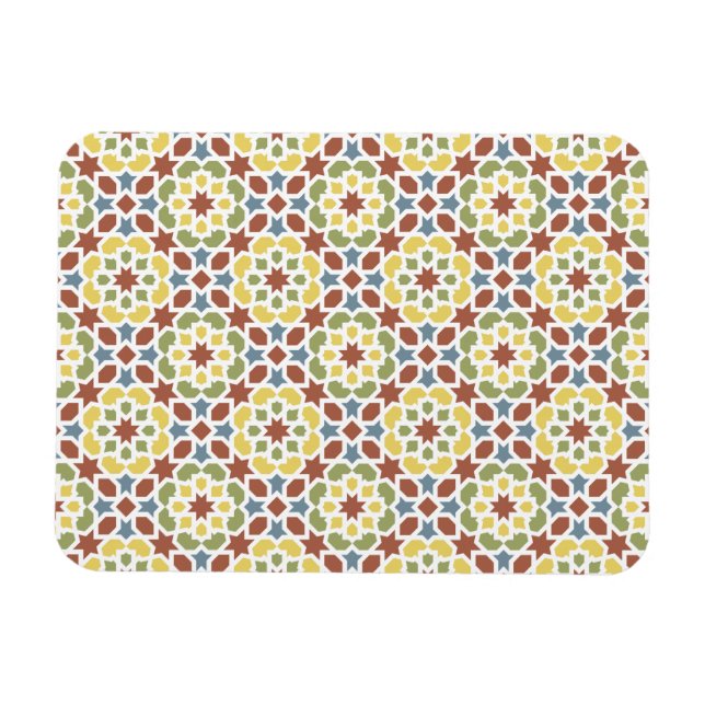 Imán Mosaico geométrico de arabescos de Marruecos. (Horizontal)