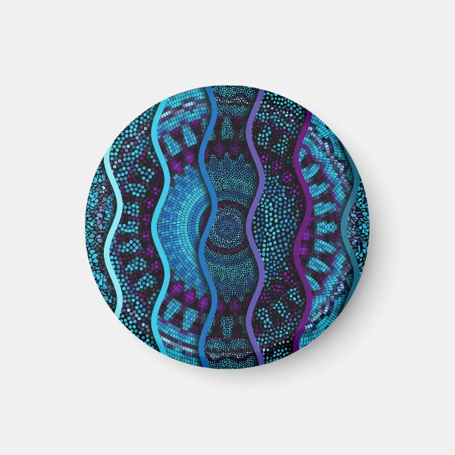 Imán Mosaico Ornate: Textura de las Olas de Alivio. (Frente)