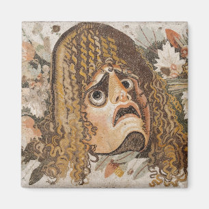 Imán Mosaico romano, con la máscara, las hojas y la