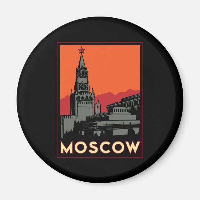 Imán moscú rusia kremlin art deco retro viajar (Frente)