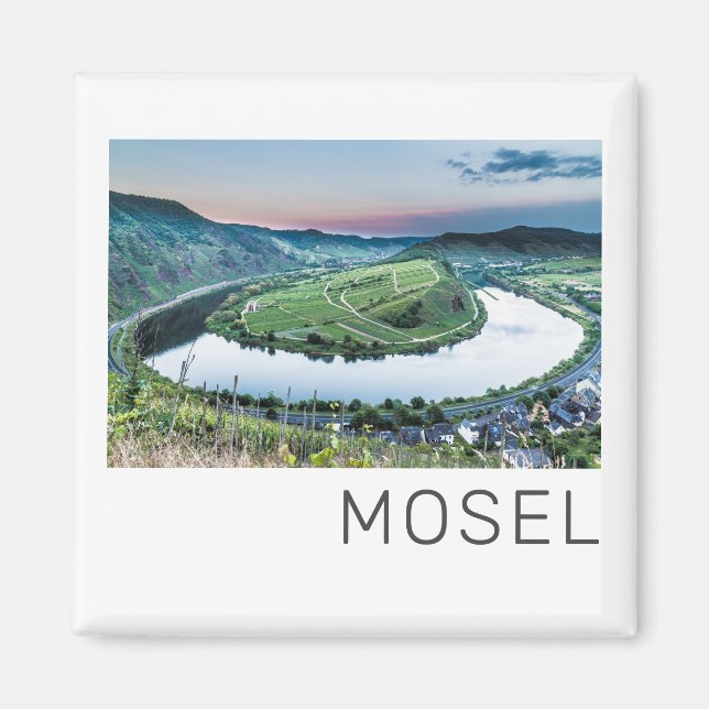 Imán Moselle Calmont Loop Bremm Sunset River Souvenir (Frente)