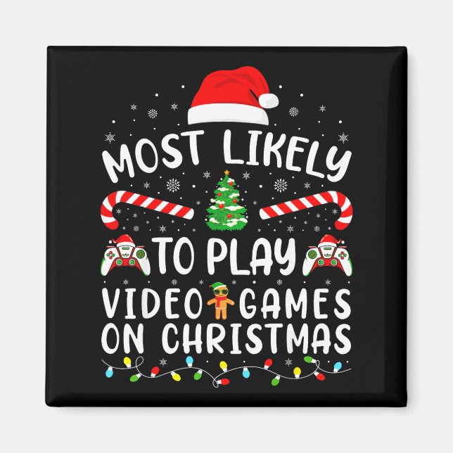 Imán Most Likely To Play Video Games Xmas Family Matchi (Frente)