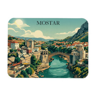 Imán Mostar Bosnia Puente Viejo Stari Most Retro Viaje
