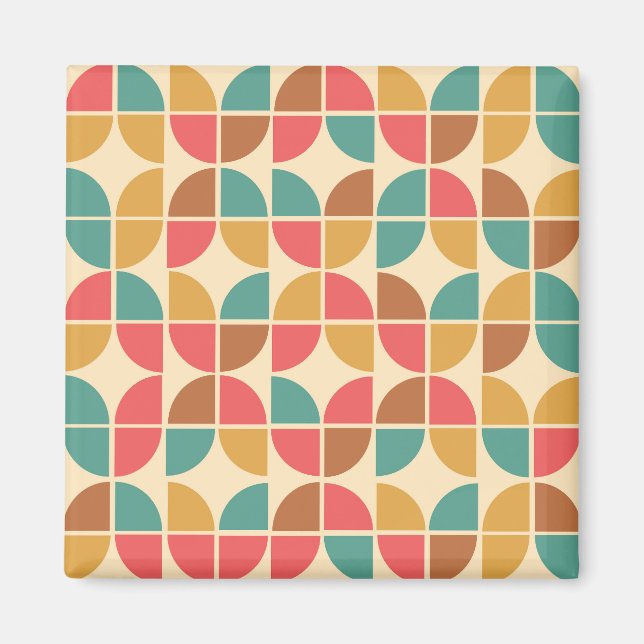 Imán Mostaza Verde azulada geométrica de Mid Century (Frente)