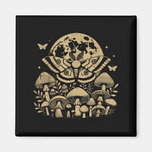 Imán Moth Full Moon Mushroom Boho Aesthetic Occult Men  (Frente)