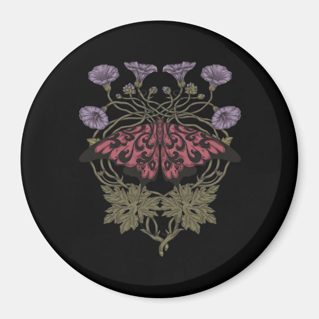 Imán Moth Talisman - Whimsigoth WitchArt - Color Vers (Frente)