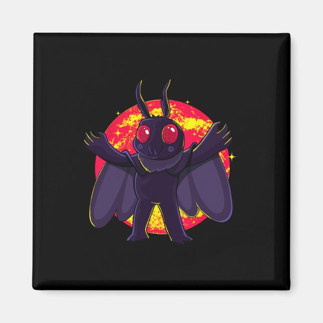Imán Mothman Cute Criaturas Cripticas Punto Agradable W (Frente)