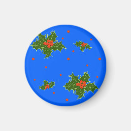 Imán Motif de los Navidades Holly (Ilex) sobre el azul