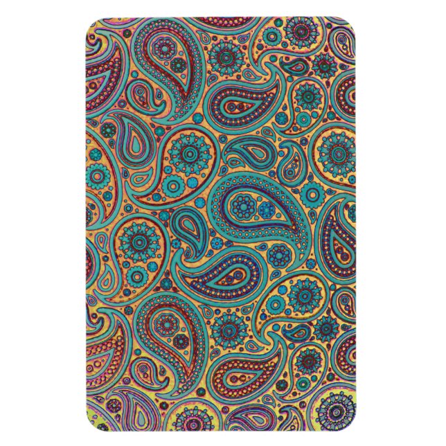 Imán Motismo del arcoiris turquesa retro Paisley (Vertical)