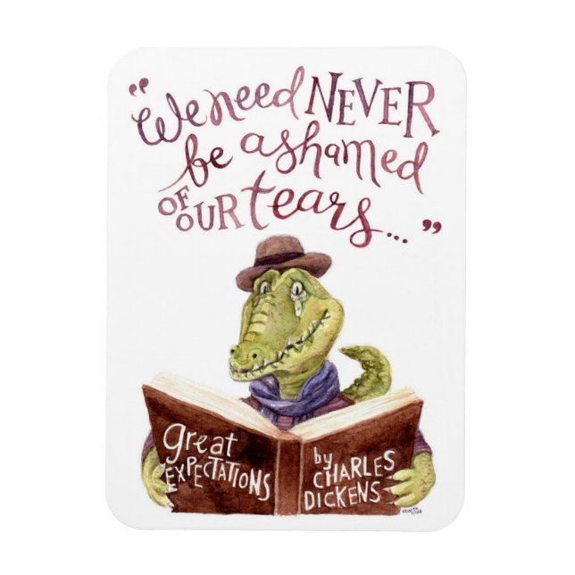 Imán Motivación Charles Dickens Cita Croc acuarela (Vertical)