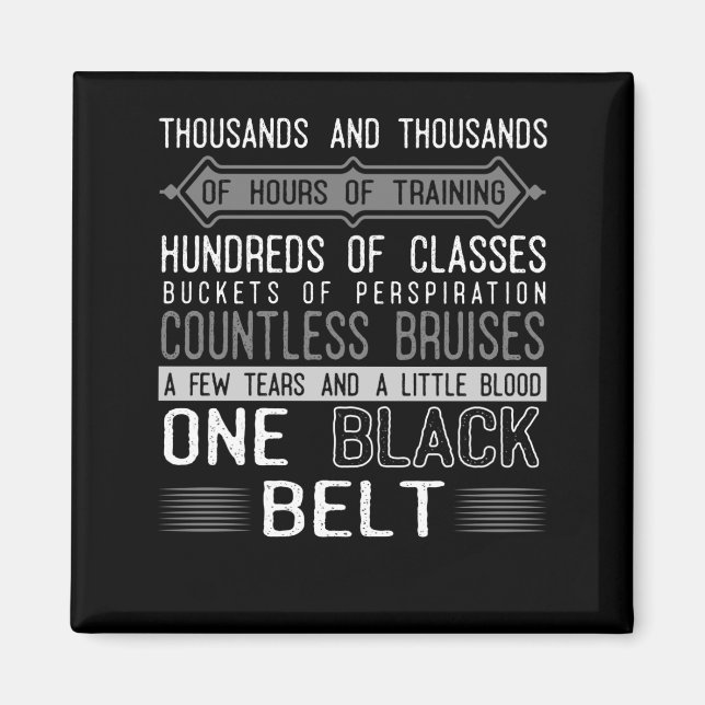 Imán Motivación de Black Belt Karate Taekwondo Jiu Jits (Frente)