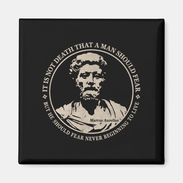 Imán Motivación Marcus Aurelius Cita Sobre El Miedo (Frente)