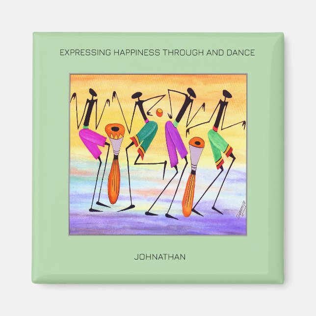 Imán Motivacional, acuarela expresa felicidad (Frente)