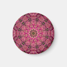 Imán Motivo de Mandala Geométrico Rosa Cálido