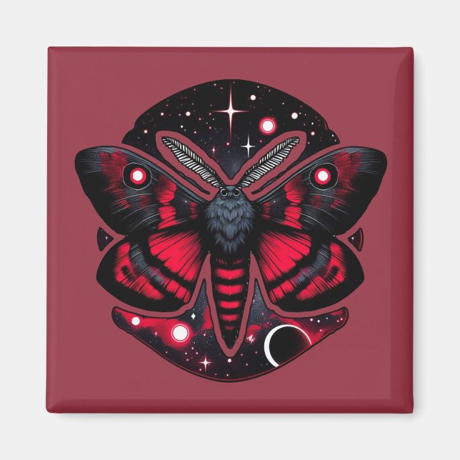 Imán Moto cósmico rojo y negro - místico celestial (Frente)