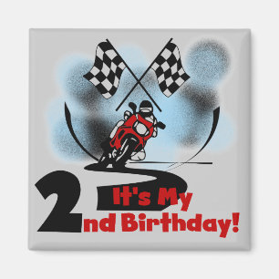 Imán Motocicleta Carreras 2º cumpleaños camisetas y reg