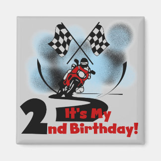 Imán Motocicleta Carreras 2º cumpleaños camisetas y reg