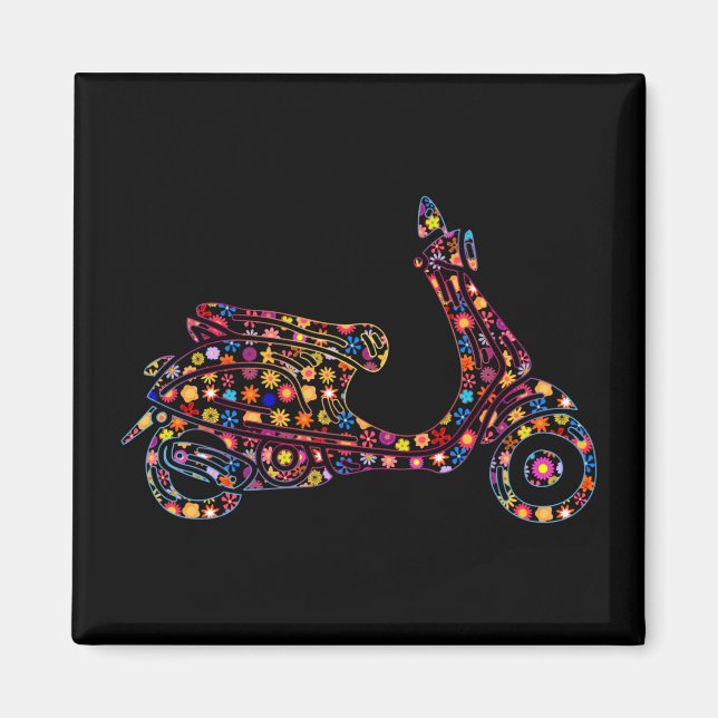 Imán Motocicleta motorista con motor de flor (Frente)