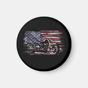 Imán Motocicleta Vintage EEUU Bandera Retro Biker, Moto