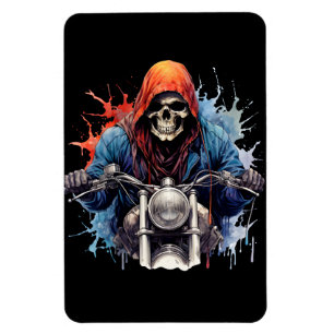 Imán Motocicleta Watercolor Skeleton Rider