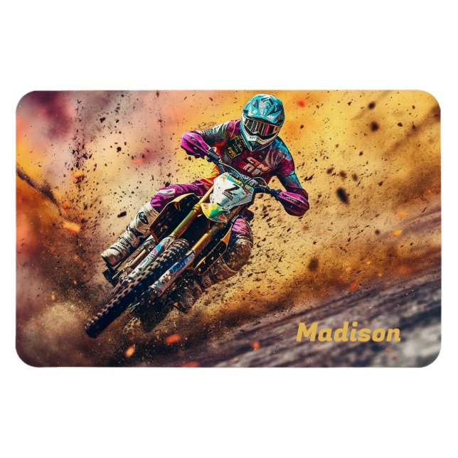 Imán Motocross de nombre personalizado (Horizontal)