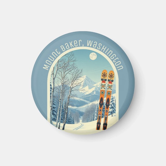 Imán Mount Baker Washington Cascades ski souvenir  (Frente)