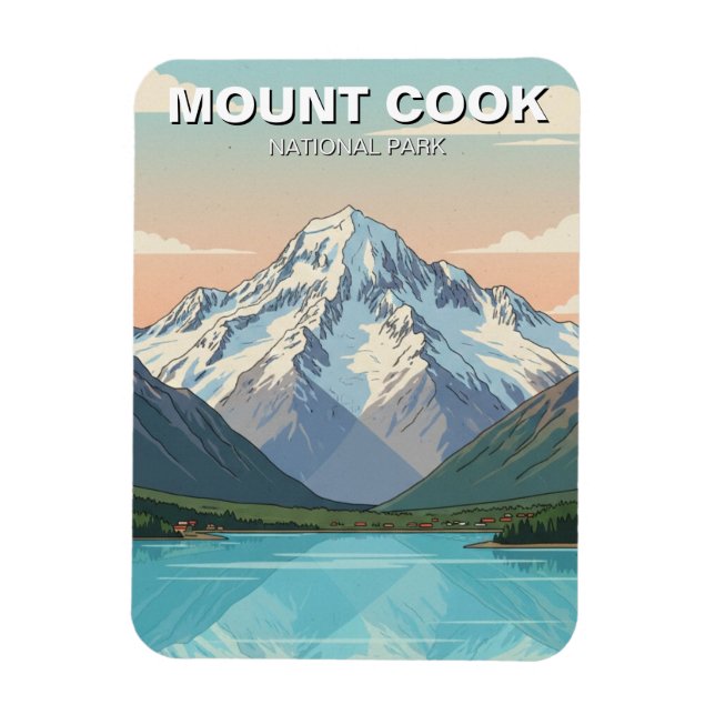 Imán Mount Cook National Park New Zealand Postcard (Vertical)
